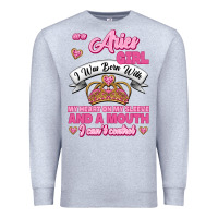 Heather Grey As A Aries Girl I Was Born With My Heart On My Sleeve And A Mouth Premium Sweatshirt - Jasminsmagicworld