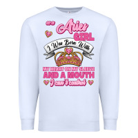 White As A Aries Girl I Was Born With My Heart On My Sleeve And A Mouth Premium Sweatshirt - Jasminsmagicworld