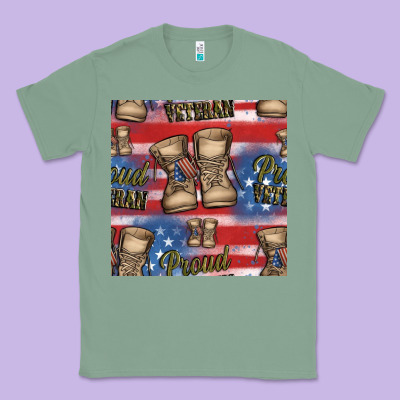 Proud Veteran Seamless Pattern Classic Tee Designed By Hra Design Shop