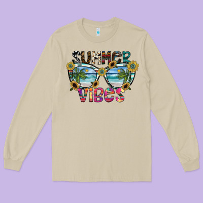 Summer Vibes Long Sleeve Tee Designed By Sublimationcraftshop