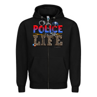 Black police life Zipper Hoodie - AdoDesignShop
