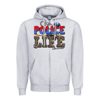 Heather Grey police life Zipper Hoodie - AdoDesignShop