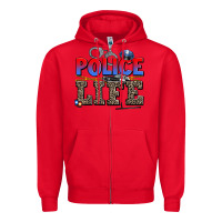 Red police life Zipper Hoodie - AdoDesignShop