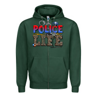 Sports Green police life Zipper Hoodie - AdoDesignShop