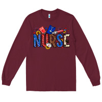 Burgundy American Nurse Long Sleeve Tee - Neo Western