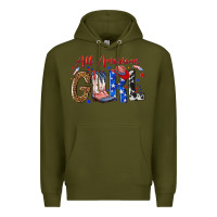 Army Green all american girl Premium Hoodie - NancyCooperArtShop
