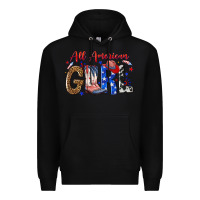 Black all american girl Premium Hoodie - NancyCooperArtShop