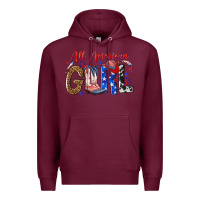 Burgundy all american girl Premium Hoodie - NancyCooperArtShop