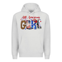 Dove Grey all american girl Premium Hoodie - NancyCooperArtShop
