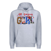 Heather Grey all american girl Premium Hoodie - NancyCooperArtShop