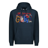 Navy all american girl Premium Hoodie - NancyCooperArtShop