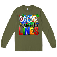 Army Green color outside the lines Long Sleeve Tee - AdoDesignShop