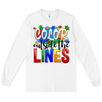 White color outside the lines Long Sleeve Tee - AdoDesignShop