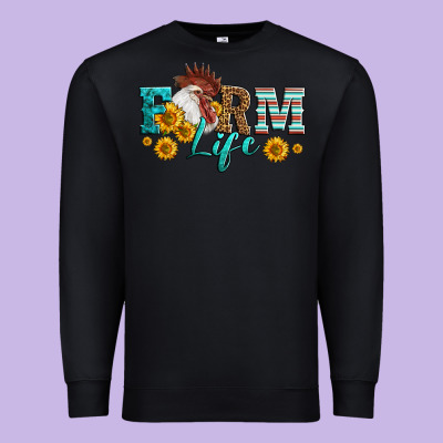 Western Farm Life Rooster Head Premium Sweatshirt Designed By Lillyallendesigns