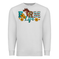Dove Grey Western Farm Life Rooster Head Premium Sweatshirt - LillyAllenDesigns