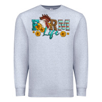 Heather Grey Western Farm Life Rooster Head Premium Sweatshirt - LillyAllenDesigns