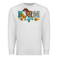 Oatmeal Heather Western Farm Life Rooster Head Premium Sweatshirt - LillyAllenDesigns