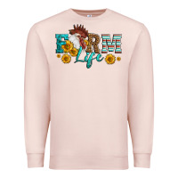 Pale Pink Western Farm Life Rooster Head Premium Sweatshirt - LillyAllenDesigns