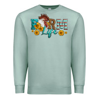 Seafoam Western Farm Life Rooster Head Premium Sweatshirt - LillyAllenDesigns