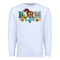 White Western Farm Life Rooster Head Premium Sweatshirt - LillyAllenDesigns