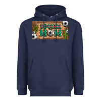 Navy soccer mom with ball and cactus and serape licanse plate Heavyweight Hoodie - Artiststas