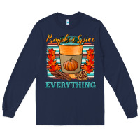 Navy pumpkin spice everything Long Sleeve Tee - HRA Design Shop
