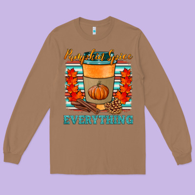Pumpkin Spice Everything Long Sleeve Tee Designed By Hra Design Shop