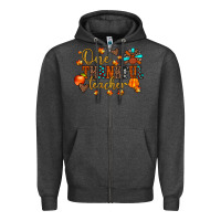 Charcoal Heather one thankful teacher Zipper Hoodie - JahusDesignShop