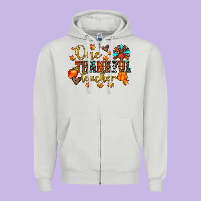 One Thankful Teacher Zipper Hoodie Designed By Jahusdesignshop