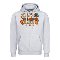 Heather Grey one thankful teacher Zipper Hoodie - JahusDesignShop