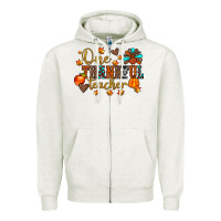 Oatmeal Heather one thankful teacher Zipper Hoodie - JahusDesignShop