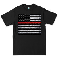 Black thin red line American flag metal floor Premium Tee - Artiststas