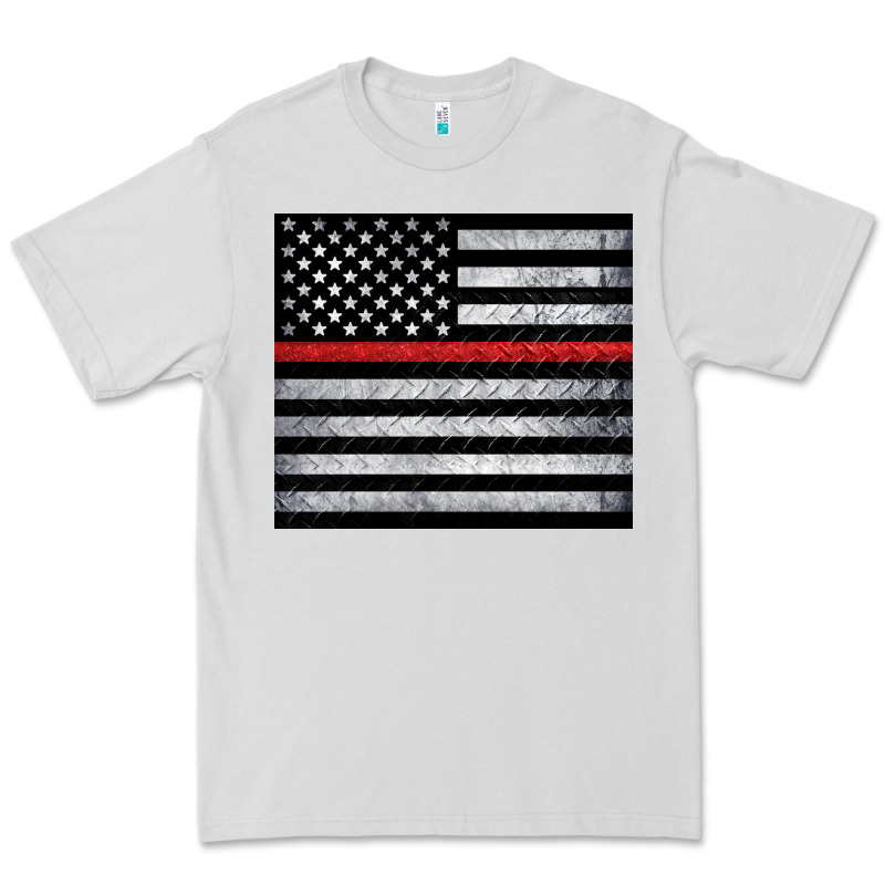 Thin Red Line American Flag Metal Floor Premium Tee by Artiststas | Teevron
