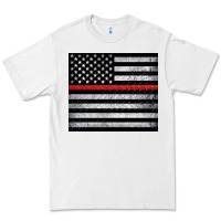 White thin red line American flag metal floor Premium Tee - Artiststas