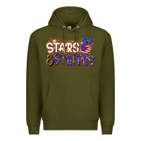 Army Green stars and stripes Premium Hoodie - NancyCooperArtShop