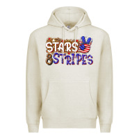 Oatmeal Heather stars and stripes Premium Hoodie - NancyCooperArtShop