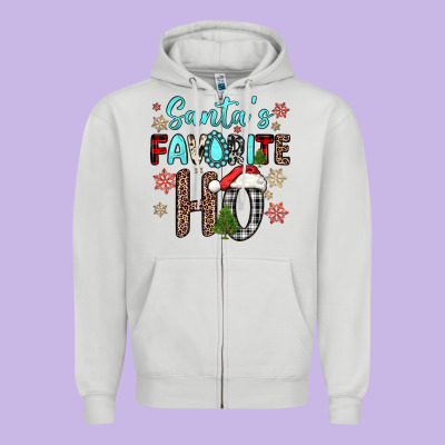 Santa S Favorite Ho Zipper Hoodie Designed By Jahusdesignshop