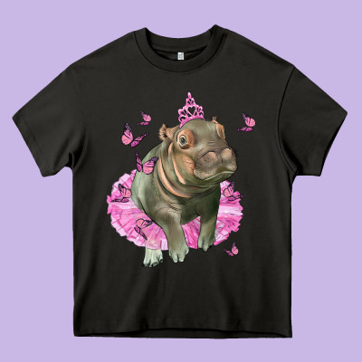 Baby Hippo With Tutu Heavy Core Tee Designed By Lillyallendesigns
