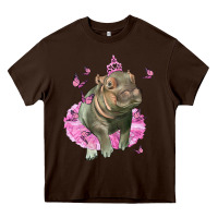 Chocolate Brown Baby Hippo With Tutu Heavy Core Tee - LillyAllenDesigns