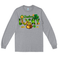Heather Grey feeling lucky Long Sleeve Tee - FaDigitalArtStudio