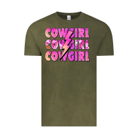 Vintage Olive cowgirl cowgirl lightning bolt Vintage Tee - Zillion Design Studio