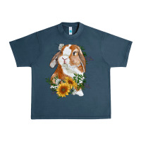 Midnight Navy bunny with sunflowers Urban Heavy Tee - RanaPortraitStore