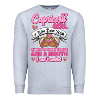 Heather Grey As A Capricorn Girl I Was Born With My Heart On My Sleeve And A Mouth Premium Sweatshirt - Jasminsmagicworld