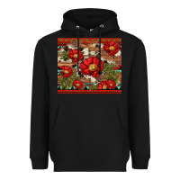 Black red flower and cactus with cowhide and aztec Heavyweight Hoodie - Artiststas