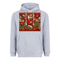 Heather Grey red flower and cactus with cowhide and aztec Heavyweight Hoodie - Artiststas