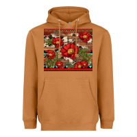 Meerkat red flower and cactus with cowhide and aztec Heavyweight Hoodie - Artiststas