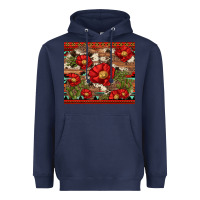 Navy red flower and cactus with cowhide and aztec Heavyweight Hoodie - Artiststas