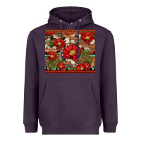 Plum red flower and cactus with cowhide and aztec Heavyweight Hoodie - Artiststas