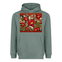 Sage red flower and cactus with cowhide and aztec Heavyweight Hoodie - Artiststas