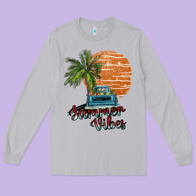 Summer Vibes Long Sleeve Tee Designed By Sublimationcraftshop